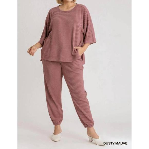 UMGEE Tops - NEW UMGEE ribbed knit high low top plus in dusty mauve